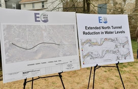 Image of Ellicott City maps detailing the extended north tunnel project