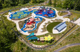 Aerial photo of new "play-for-all" playground at Blandair Regional Park.