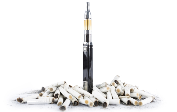 vaping device and crumpled cigarettes