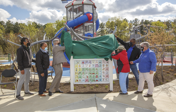 Officials unveil communication board at Blandair playground