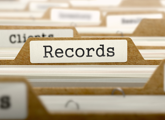 file folder labeled records